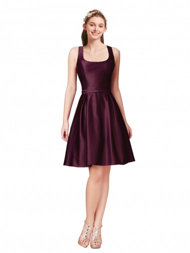 A-Linien Knielang Satin Kurze Brautjungfernkleider / Abiballkleider / Cocktailkleider / Heimkehr Kleider Kaufen