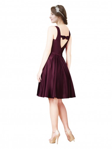 A-Linien Knielang Satin Kurze Brautjungfernkleider / Abiballkleider / Cocktailkleider / Heimkehr Kleider Kaufen