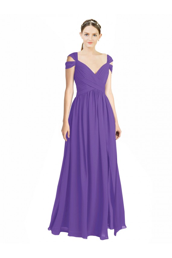 A-Linien Off-Schulter Chiffon Lange Brautjungfernkleider Kaufen