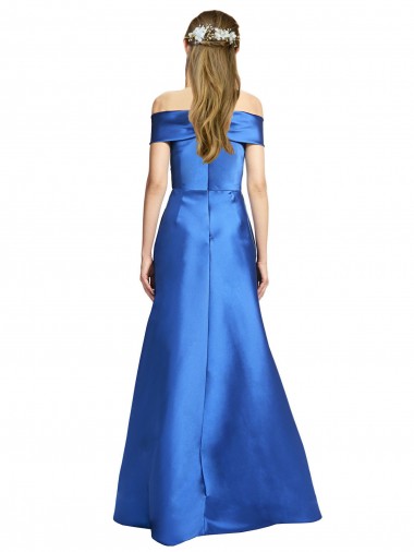 A-Linien Off-Schulter Satin Lange Formale Brautjungfernkleider / Abendkleider / Abiballkleider Kaufen