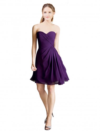 A-Linien Trägerlos Knielang Chiffon Kurze Brautjungfernkleider / Cocktailkleider / Heimkehr Kleider Kaufen