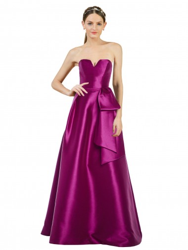 A-Linien V-Ausschnitt Satin Lange Brautjungfernkleider / Abiballkleider Kaufen