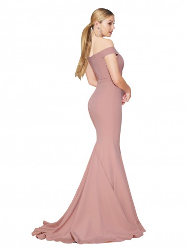 Altrosa Meerjungfrau Off-Schulter Sweep Zug Strech-Krepp Lange Formale Brautjungfernkleider / Abendkleider / Abiballkleider Kaufen