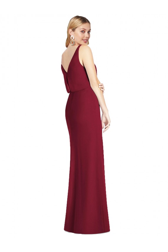 Altrosa Meerjungfrau V-Ausschnitt Chiffon Lange Brautjungfernkleider Kaufen