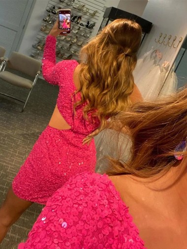 Angezeigte Farbe Etui Eine-Schulter Kurze Samt Paillette Kurze Abiballkleider Kaufen