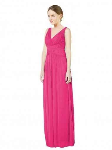 Azalee A-Linien V-Ausschnitt Chiffon Lange Brautjungfernkleider Kaufen