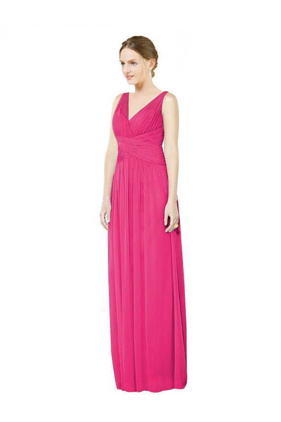 Azalee A-Linien V-Ausschnitt Chiffon Lange Brautjungfernkleider Kaufen