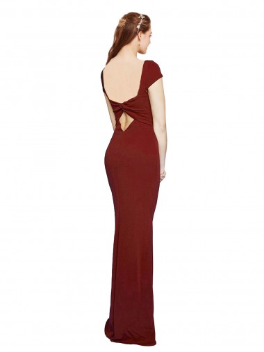 Burgunderrot 10 Meerjungfrau Runder Ausschnitt Strech-Krepp Lange Formale Brautjungfernkleider / Abendkleider / Abiballkleider Kaufen
