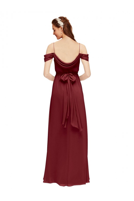 Burgunderrot Etui Off-Schulter Chiffon Lange Brautjungfernkleider Kaufen