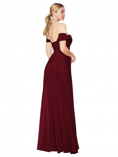 Burgunderrot Meerjungfrau Off-Schulter Chiffon Lange Formale Brautjungfernkleider / Abendkleider / Abiballkleider Kaufen