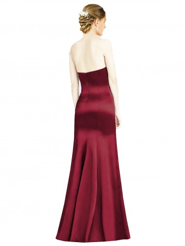 Burgunderrot Meerjungfrau Satin Lange Brautjungfernkleider Kaufen