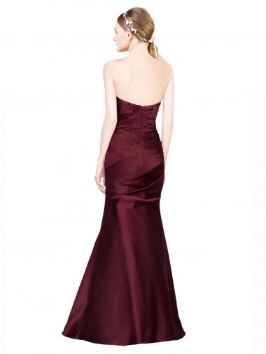 Burgunderrot Meerjungfrau Satin Lange Formale Brautjungfernkleider / Abendkleider / Abiballkleider Kaufen