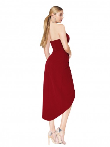 Burgunderrot Meerjungfrau Stehkragen Ausschnitt Knielang Strech-Krepp Kurze Formale Brautjungfernkleider / Abendkleider / Abiballkleider / Cocktailkleider / Heimkehr Kleider Kaufen