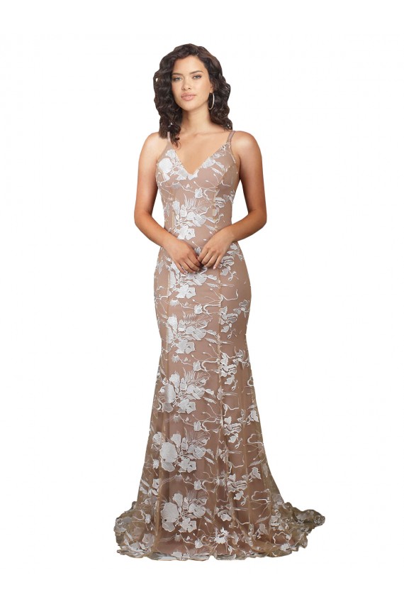 Champagner Meerjungfrau V-Ausschnitt Sweep Zug Spitze Brautkleider Kaufen