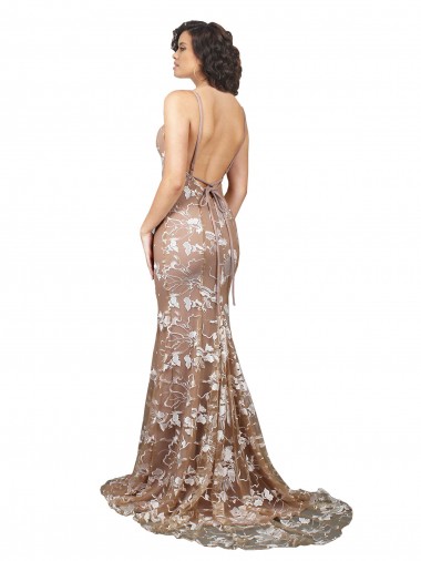 Champagner Meerjungfrau V-Ausschnitt Sweep Zug Spitze Brautkleider Kaufen