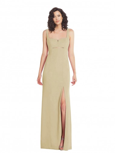 Champagner Trompete Quadrat Ausschnitt Strech-Krepp Lange Formale Brautjungfernkleider / Abendkleider / Abiballkleider Kaufen