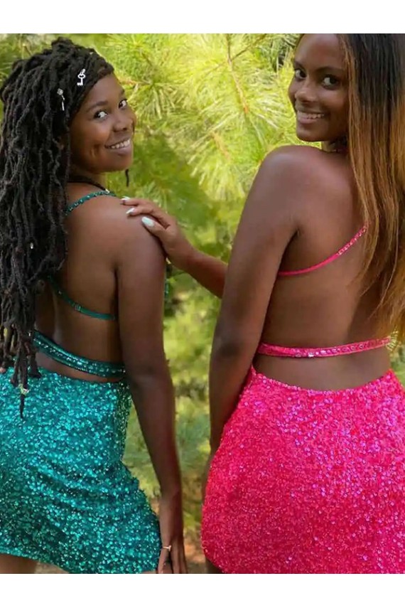 Dunkelgrün Etui V-Ausschnitt Kurze Samt Paillette Kurze Abiballkleider Kaufen