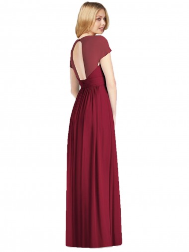 Dunkelmarine Trompete V-Ausschnitt Chiffon Lange Brautjungfernkleider Kaufen