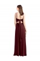 Dunkler Burgunder A-Linien Spaghetti-Träger Scoop Chiffon Lange Brautjungfernkleider Kaufen