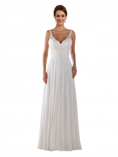 Elfenbein A-Linien Kapelle-schleppe Chiffon Klassisch Boho Brautkleider Kaufen