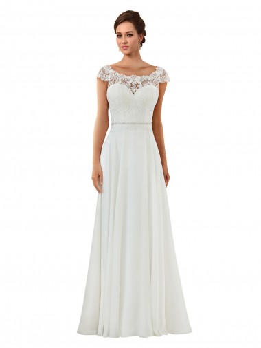 Elfenbein A-Linien Kapelle-schleppe Chiffon Klassisch Brautkleider Kaufen