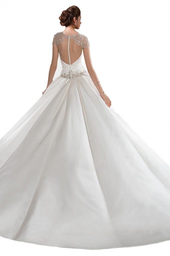 Elfenbein A-Linien Kapelle-schleppe Satin Brautkleider Kaufen