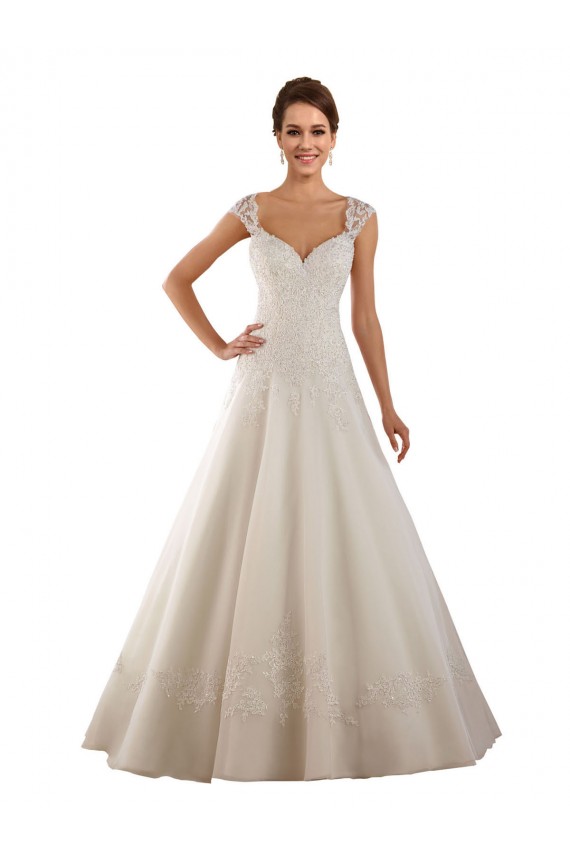 Elfenbein A-Linien Kapelle-schleppe Spitze Brautkleider Kaufen