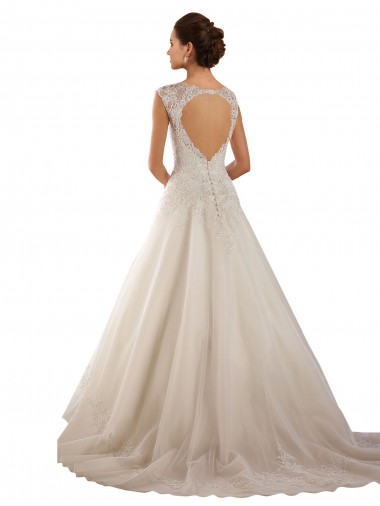 Elfenbein A-Linien Kapelle-schleppe Spitze Brautkleider Kaufen