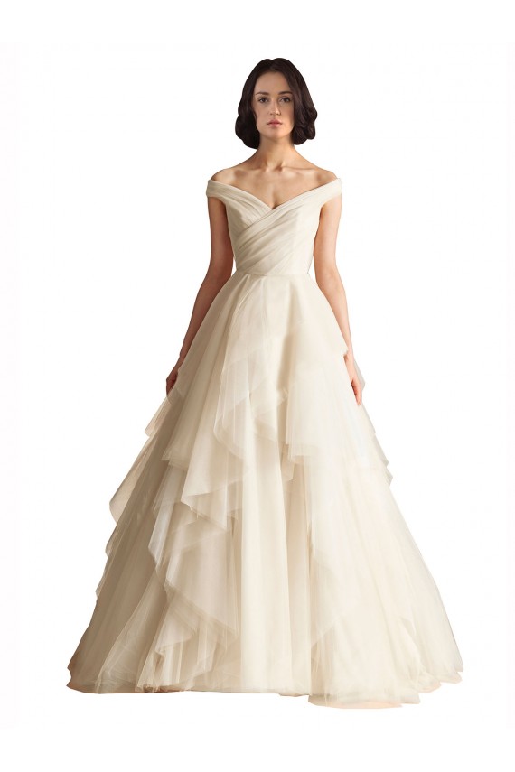 Elfenbein A-Linien Off-Schulter Kapelle-schleppe Tüll Brautkleider Kaufen