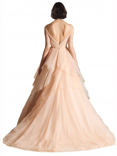 Elfenbein A-Linien Off-Schulter Kapelle-schleppe Tüll Brautkleider Kaufen