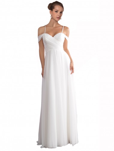 Elfenbein A-Linien Off-Schulter Sweep Zug Chiffon Strand Brautkleider Kaufen