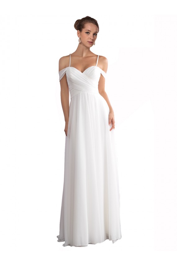 Elfenbein A-Linien Off-Schulter Sweep Zug Chiffon Strand Brautkleider Kaufen