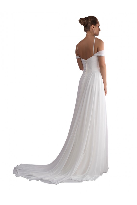 Elfenbein A-Linien Off-Schulter Sweep Zug Chiffon Strand Brautkleider Kaufen