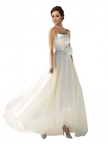 Elfenbein A-Linien Trägerlos Chiffon Brautkleider Kaufen