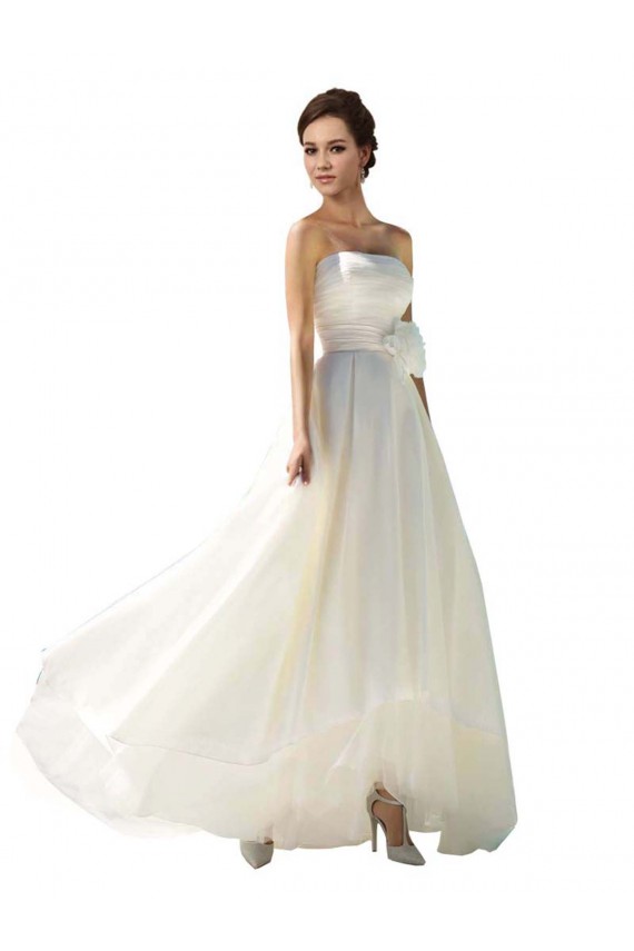 Elfenbein A-Linien Trägerlos Chiffon Brautkleider Kaufen
