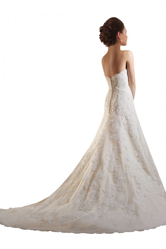 Elfenbein & Champagner A-Linien Kapelle-schleppe Tüll Spitze Brautkleider Kaufen