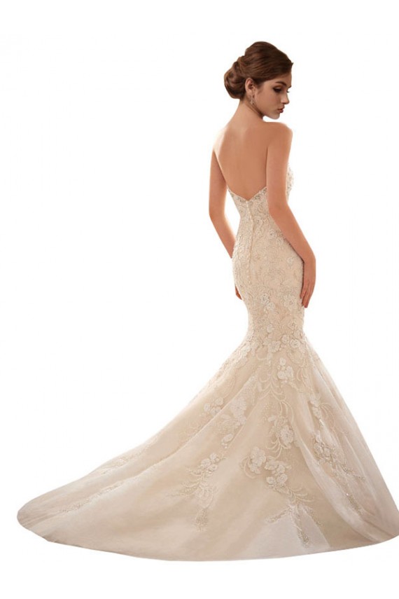 Elfenbein & Champagner Meerjungfrau Kapelle-schleppe Tüll Spitze Brautkleider Kaufen