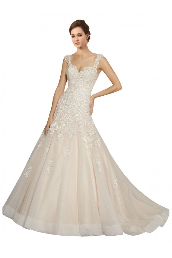 Elfenbein & Champagner Meerjungfrau Kapelle-schleppe Tüll Spitze Brautkleider Kaufen