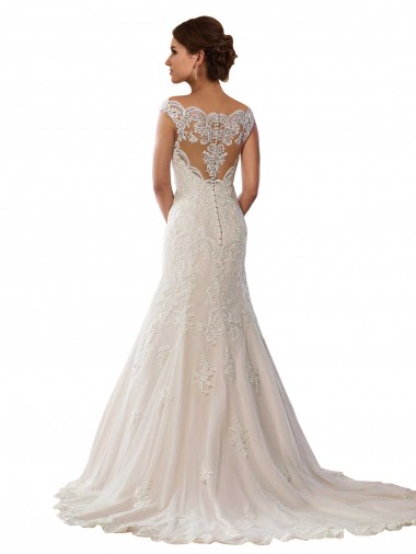 Elfenbein & Champagner Meerjungfrau Off-Schulter Kapelle-schleppe Spitze Boho Brautkleider Kaufen