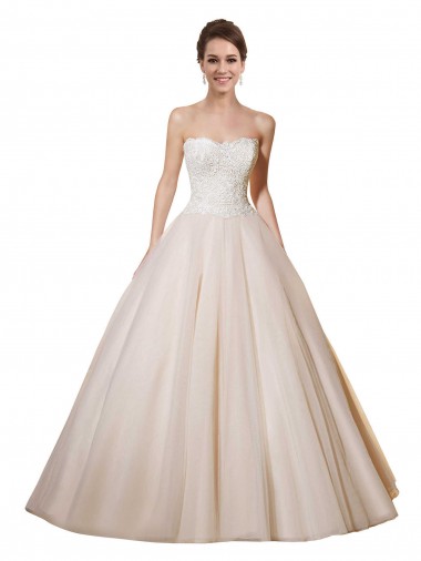 Elfenbein & Champagner Prinzessin Kapelle-schleppe Tüll Spitze Brautkleider Kaufen