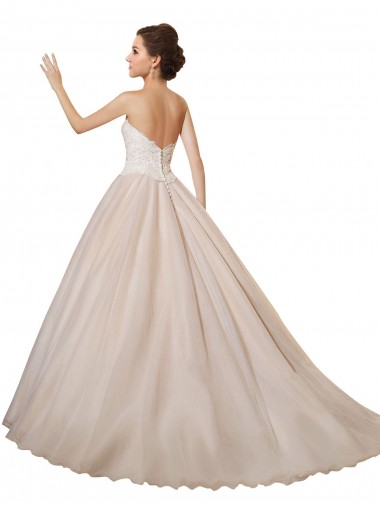 Elfenbein & Champagner Prinzessin Kapelle-schleppe Tüll Spitze Brautkleider Kaufen