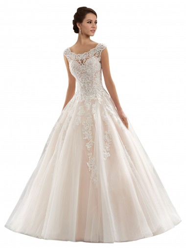 Elfenbein & Champagner Prinzessin Kapelle-schleppe Tüll Spitze Brautkleider Kaufen