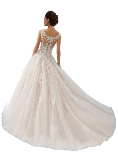 Elfenbein & Champagner Prinzessin Kapelle-schleppe Tüll Spitze Brautkleider Kaufen