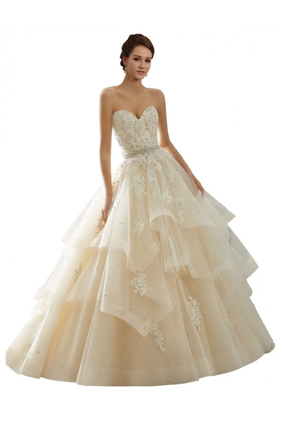 Elfenbein & Champagner Prinzessin Kapelle-schleppe Tüll Spitze Brautkleider Kaufen