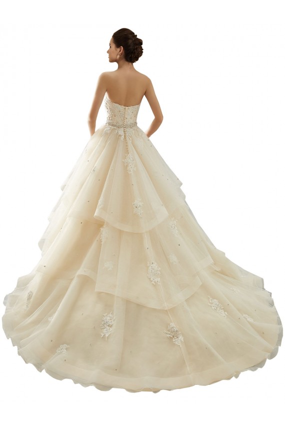 Elfenbein & Champagner Prinzessin Kapelle-schleppe Tüll Spitze Brautkleider Kaufen