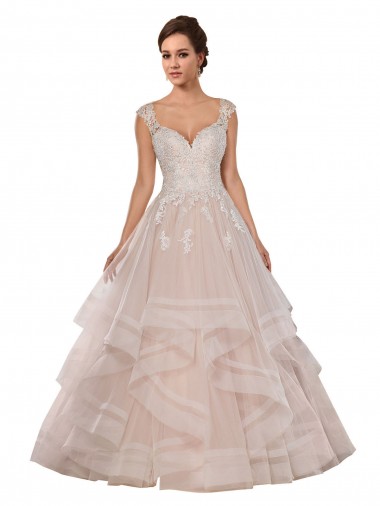 Elfenbein & Champagner Prinzessin Kapelle-schleppe Tüll Spitze Brautkleider Kaufen