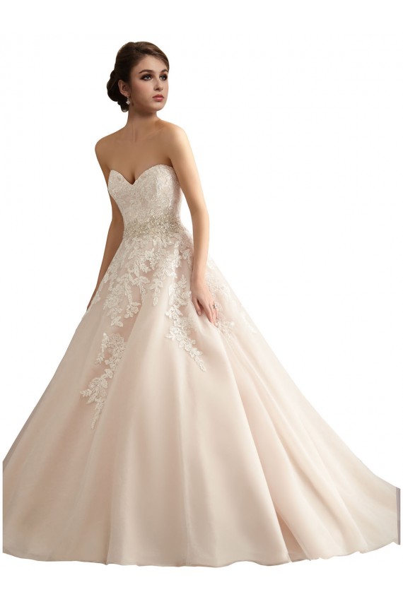 Elfenbein & Champagner Prinzessin V-Ausschnitt Kathedrale Schleppe Tüll Spitze Brautkleider Kaufen