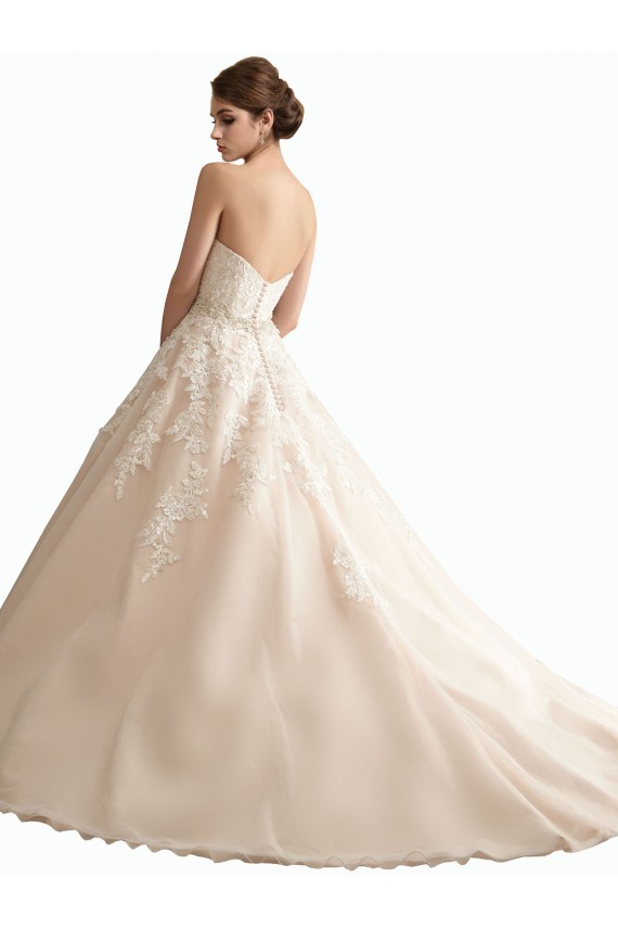 Elfenbein & Champagner Prinzessin V-Ausschnitt Kathedrale Schleppe Tüll Spitze Brautkleider Kaufen