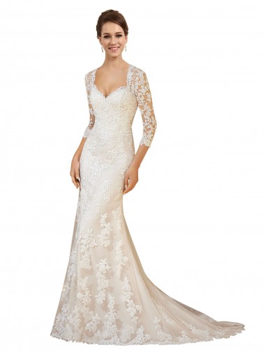 Elfenbein Etui Kapelle-schleppe Spitze Brautkleider Kaufen