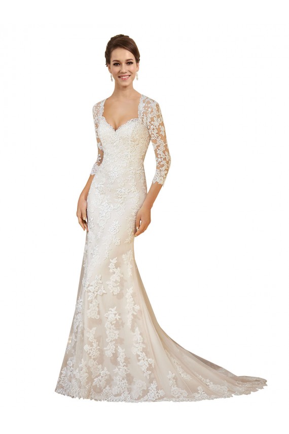 Elfenbein Etui Kapelle-schleppe Spitze Brautkleider Kaufen